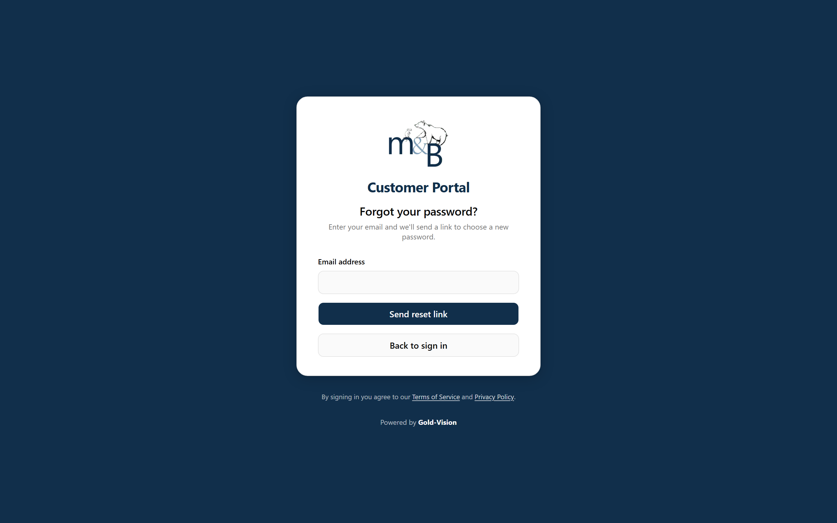 The forgotten password page