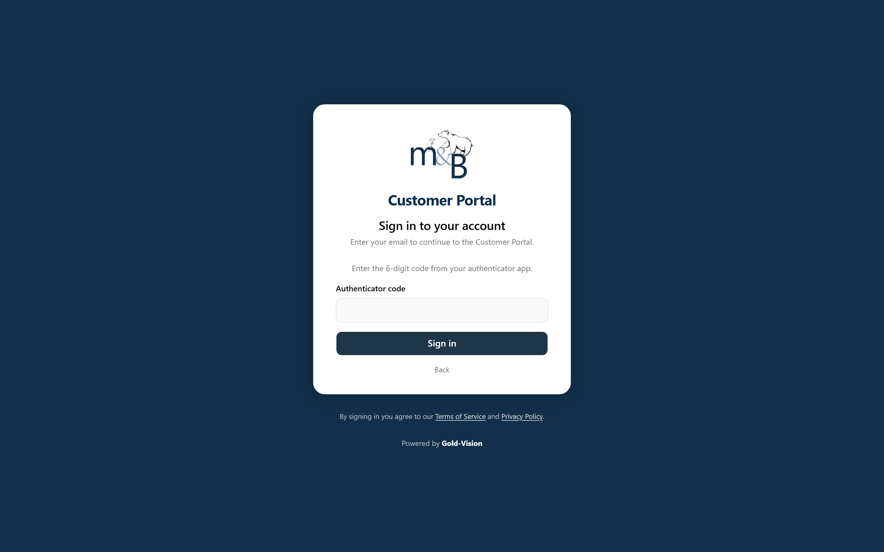 Entering a six-digit authenticator code