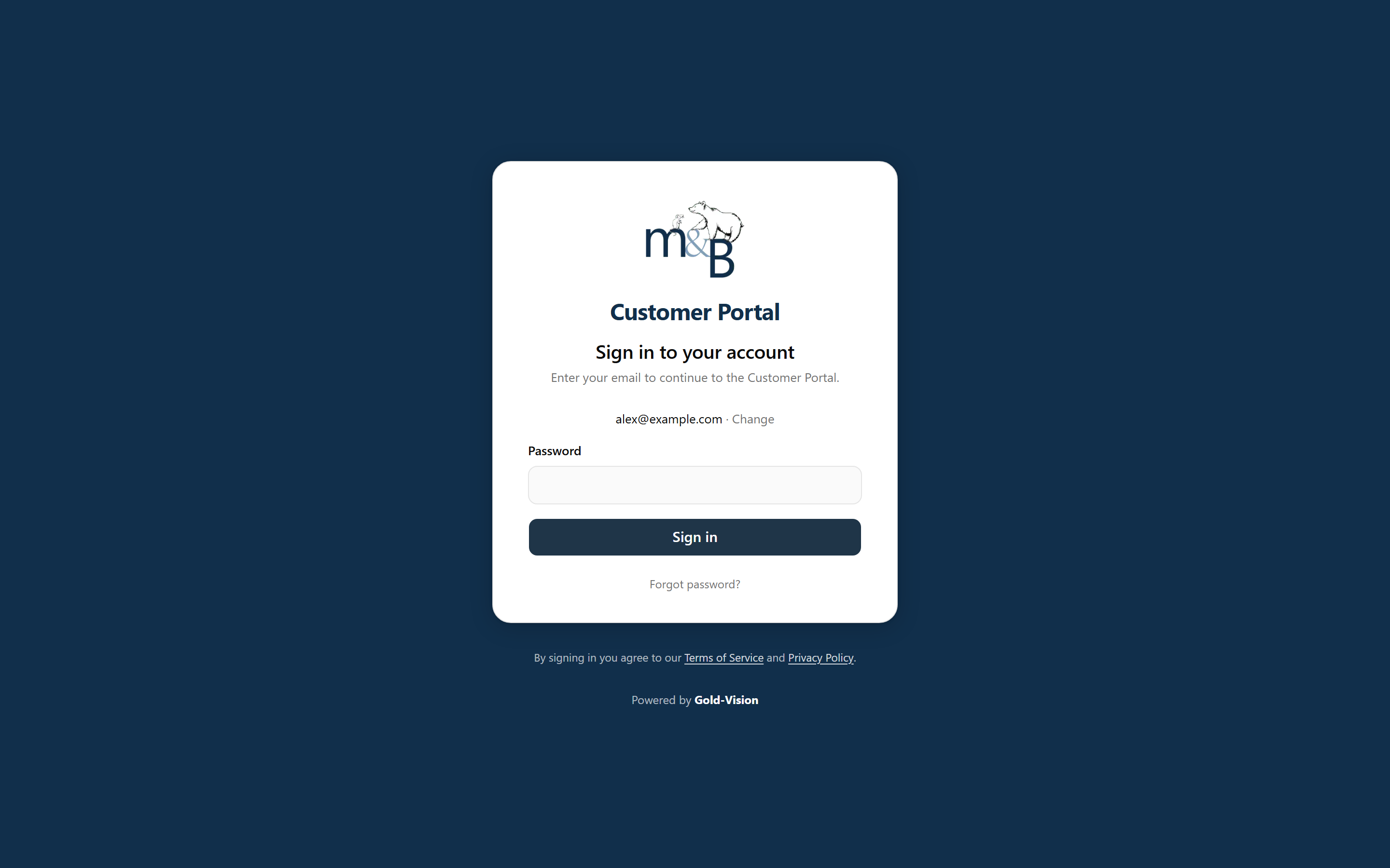 The sign-in page asking for a password